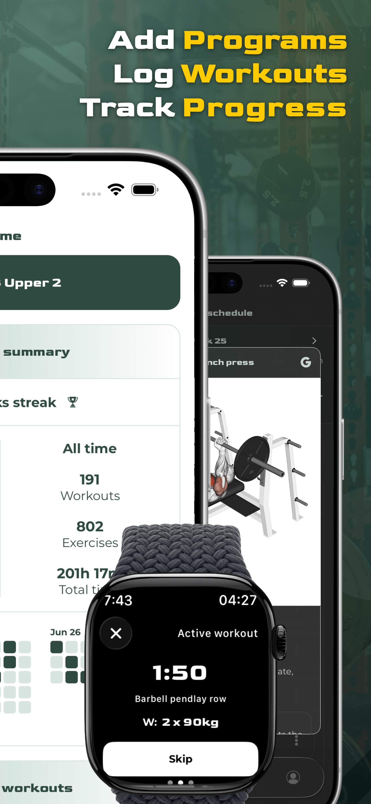 Virtus Athlete home dashboard with Apple Watch companion